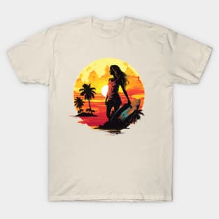 Girls surf better, summer surfing, sunset hunting v6 T-Shirt